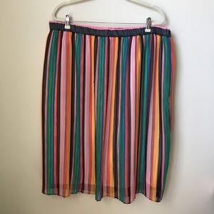 Who What Wear Pleated Multicolor Midi Skirt